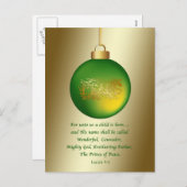 金ゴールドに関するクリスマス、宗教、平和オーナメント シーズンポストカード (正面/裏面)