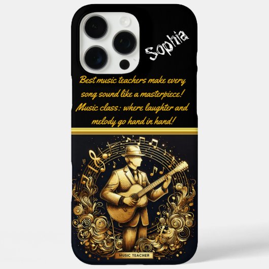 金ゴールドに鮮やかギターを鳴らす音楽先生 Case-Mate iPhoneケース (裏面)