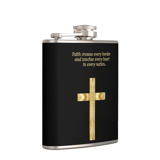 金ゴールドのおもしろいなことわざを用いるキリスト教の信頼の十字 フラスク (右)