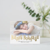 金ゴールドのおもしろいの幸せな休日の写真のモダンの郵便はがき シーズンポストカード (スタンド正面)