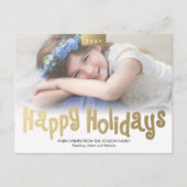 金ゴールドのおもしろいの幸せな休日の写真のモダンの郵便はがき シーズンポストカード (正面)