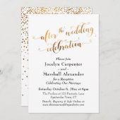 金ゴールドのお祝い結婚紙吹雪の後のスクリプト 招待状 (正面/裏面)