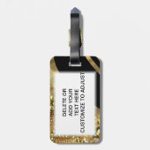 金ゴールドのきらきら光るで及び黒い渦巻パターン ラゲッジタグ (裏面縦)