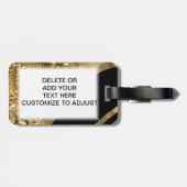 金ゴールドのきらきら光るで及び黒い渦巻パターン ラゲッジタグ (裏面横)
