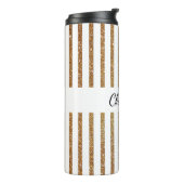 金ゴールドのきらびやかでストライプのでカスタムな熱タンブラー タンブラー (回転左)