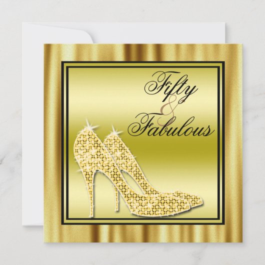 金ゴールドのきらびやかな小剣及び音楽すばらしい50 招待状 (正面)