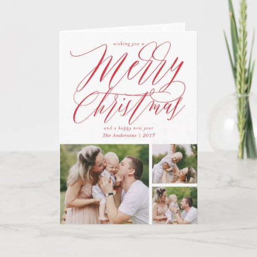 金ゴールドのきらめくのメリークリスマスの挨拶状 シーズンカード (正面)