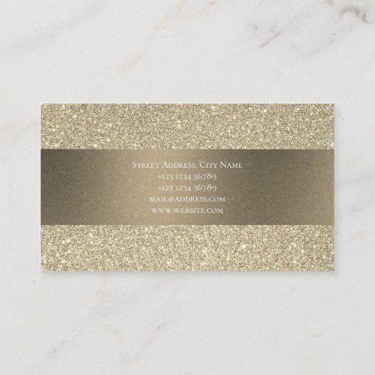 金ゴールドのきらめくグリッター 名刺 (裏面)
