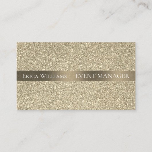 金ゴールドのきらめくグリッター 名刺 (正面)