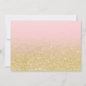 金ゴールドのこうのとりのグリッターのイラストレーションの女の赤ちゃんのシャワー 招待状 (裏面)