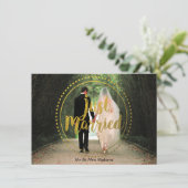 金ゴールドのたった今結婚しましたの写真|のポストの結婚式のブランチ 招待状 (スタンド正面)