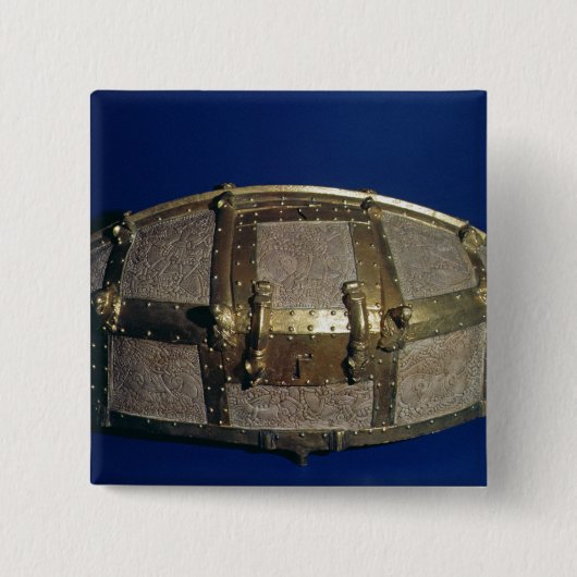 金ゴールドのためのバイキングの貴重品箱 缶バッジ (正面)