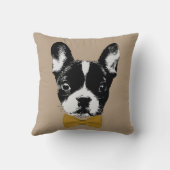 金ゴールドのちょうネクタイベージュ色のフレンチ・ブルドッグ クッション (裏面)