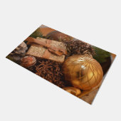 金ゴールドのつまらないものおよびクリスマスプレゼント ドアマット (アングル)