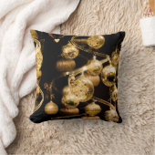 金ゴールドのつまらないものおよび螺線形パターン クッション (ブランケット)