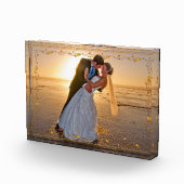 金ゴールドのつる植物および葉フレーム フォトブロック (右)