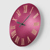 金ゴールドののどばら色のバーガンディ金属ローマのNumers ラージ壁時計 (傾斜)