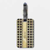 金ゴールドののど及びきらめく黒いグリッターの点 ラゲッジタグ (裏面縦)