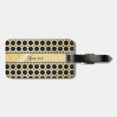 金ゴールドののど及びきらめく黒いグリッターの点 ラゲッジタグ (裏面横)