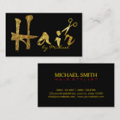 金ゴールドのはさみの原稿の美容師のサロン#15 名刺 (正面/裏面)