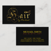 金ゴールドのはさみの原稿の美容師のサロン#8 名刺 (正面/裏面)