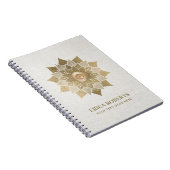 金ゴールドのはすの花の曼荼羅のヨガの上品な麻布 ノートブック (右側)