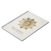金ゴールドのはすの花の曼荼羅のヨガの上品な麻布 ノートブック (左側)