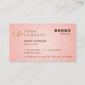金ゴールドのはすヨガのインストラクターのピンクの名刺 名刺 (裏面)