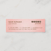 金ゴールドのはすヨガのインストラクターのピンクの小型名刺 スキニー名刺 (裏面)