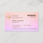 金ゴールドのはすヨガのインストラクターの紫色の名刺 名刺 (裏面)