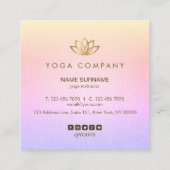 金ゴールドのはすヨガのピンクの紫色の正方形の名刺 スクエア名刺 (裏面)