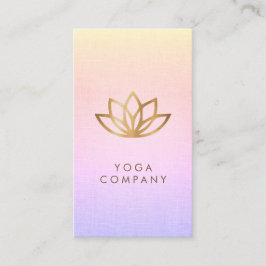 金ゴールドのはすヨガのピンクの紫色の縦の名刺 名刺