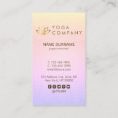 金ゴールドのはすヨガのピンクの紫色の縦の名刺 名刺 (裏面)