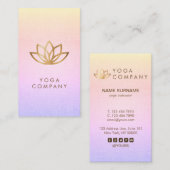 金ゴールドのはすヨガのピンクの紫色の縦の名刺 名刺 (正面/裏面)