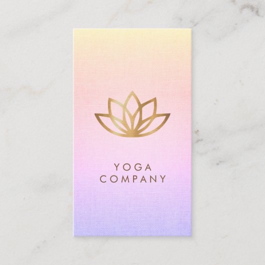 金ゴールドのはすヨガのピンクの紫色の縦の名刺 名刺 (正面)