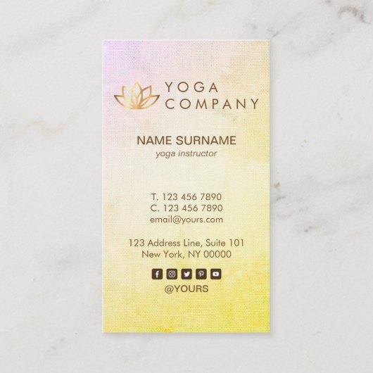 金ゴールドのはすヨガのヴィンテージの縦の名刺 名刺 (裏面)