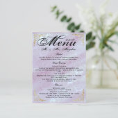 金ゴールドのばら色のラベンダーの結婚式夕食メニューは感謝していしています ポストカード (スタンド正面)