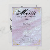 金ゴールドのばら色のラベンダーの結婚式夕食メニューは感謝していしています ポストカード (正面/裏面)