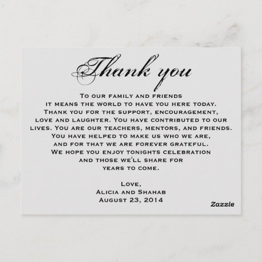 金ゴールドのばら色のラベンダーの結婚式夕食メニューは感謝していしています ポストカード (裏面)