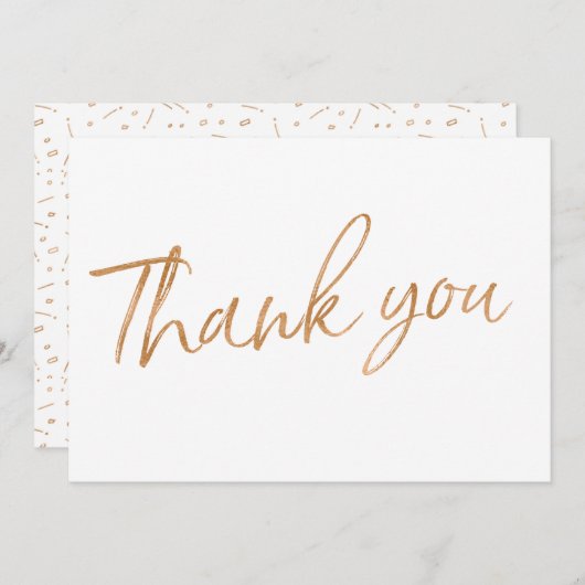 金ゴールドのばら色の書道の手によって文字を入れられる結婚式は"感謝していしています サンキューカード (正面/裏面)