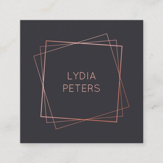 金ゴールドのばら色フレーム スクエア名刺 (正面)