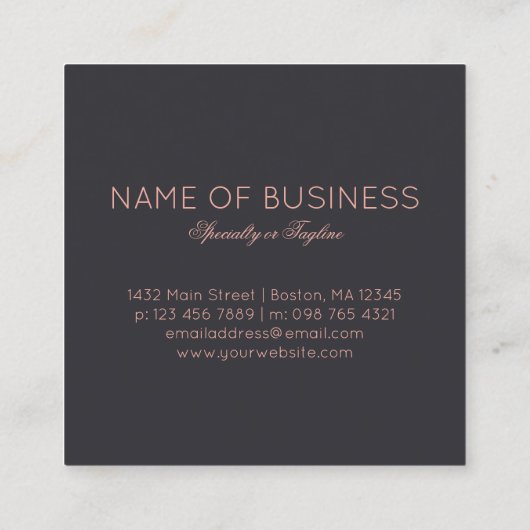 金ゴールドのばら色フレーム スクエア名刺 (裏面)