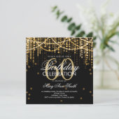 金ゴールドのひもは年齢の誕生日をつけます 招待状 (スタンド正面)