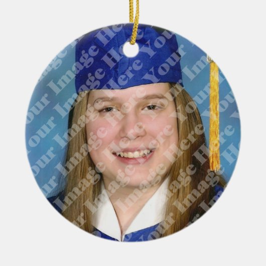 金ゴールドのふさの卒業の記念品のオーナメント セラミックオーナメント (正面)