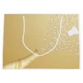 金ゴールドのぽんと鳴るシャンペン ラージペーパーバッグ (正面)