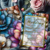 金ゴールドのアウトラインを持つ開花結婚の種類 招待状