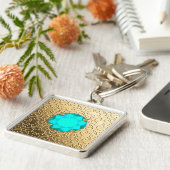 金ゴールドのアクアマフェイクリン宝石 キーホルダー (側面)