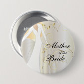 金ゴールドのアクセントのエレガントなブライダルパーティ 缶バッジ (正面&裏面)