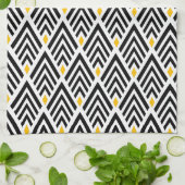 金ゴールドのアクセントパターンが付いているアールデコの矢 キッチンタオル (折り畳み)