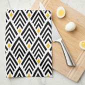 金ゴールドのアクセントパターンが付いているアールデコの矢 キッチンタオル (四つ折り)
